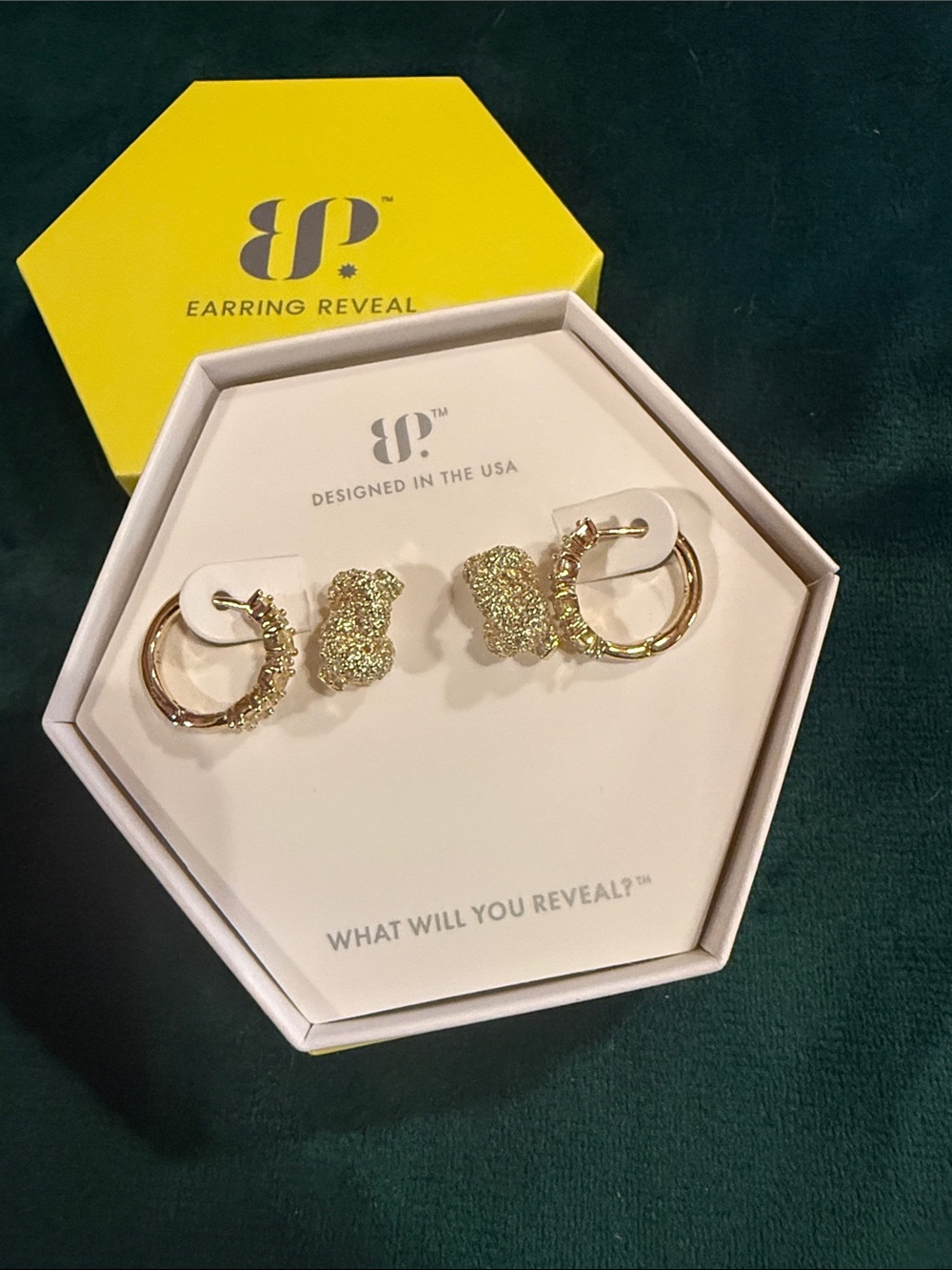 Earring Reveal Gold-Tone Glitter Duo Earrings Set